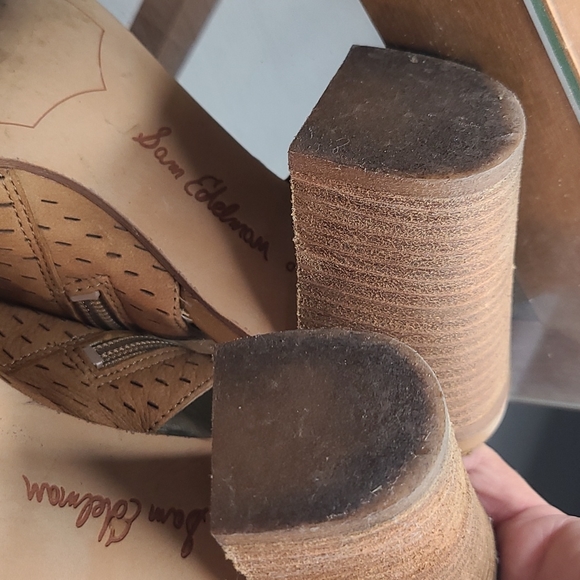 Sam Edelman ennette block heels open toe size 9 tan - Picture 9 of 9